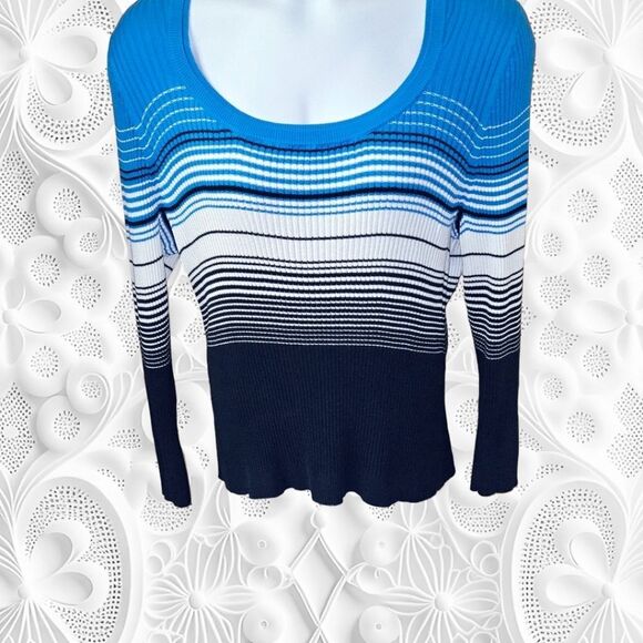 EUC FASHION BUG Plus Size Women's Multi- Colored Striped Ribbed Sweater 2X - Picture 1 of 12
